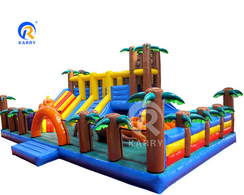 Parque de diversiones Equipo de juego Tema de dinosaurios Inflables Fun City Castle Slide Combo