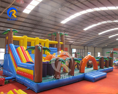 Parque de diversiones Equipo de juego Tema de dinosaurios Inflables Fun City Castle Slide Combo