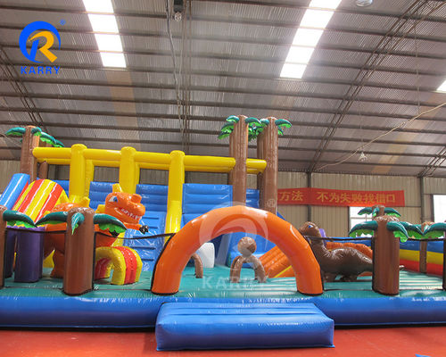 Parque de diversiones Equipo de juego Tema de dinosaurios Inflables Fun City Castle Slide Combo
