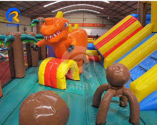 Parque de diversiones Equipo de juego Tema de dinosaurios Inflables Fun City Castle Slide Combo