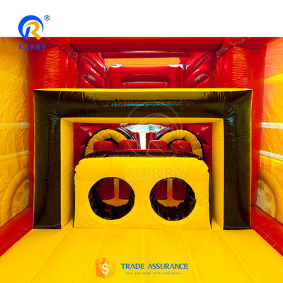 OEM aceptable Gran camión inflables rojo castillo combo de tobogán para niños con soplador y tobogán
