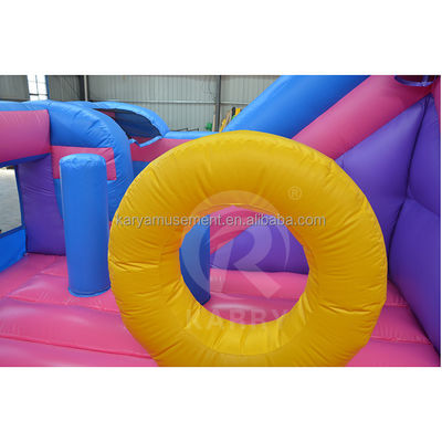 Comerciante al aire libre para niños Obstáculo Toboggan Inflable Casa de Salto Unicornio Arco iris tema