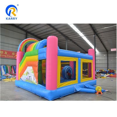 Temática de unicornio personalizado castillo inflable casa de rebote con tobogán divertido patio de recreo