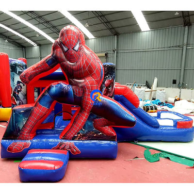 Capacidad máxima 100-500 kg Spiderman Casa de rebote inflable con piscina de toboganes y castillo