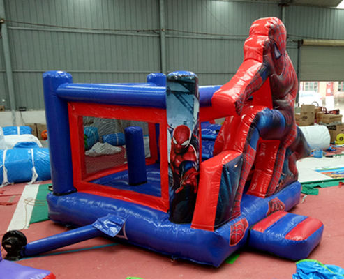 Capacidad máxima 100-500 kg Spiderman Casa de rebote inflable con piscina de toboganes y castillo