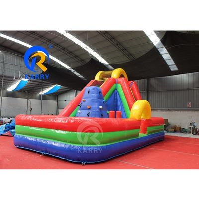 Juegos inflables de agua al aire libre Castillo de salto con deslizamiento y combinación de pared de escalada