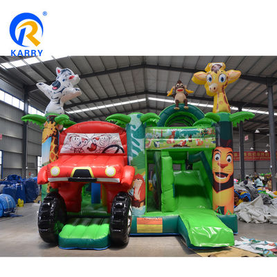 Impresión digital Jungle Adventure Casa de rebote inflable con deslizamiento y combo de castillo