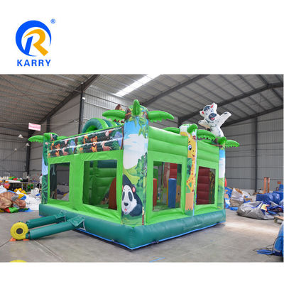 Impresión digital Jungle Adventure Casa de rebote inflable con deslizamiento y combo de castillo