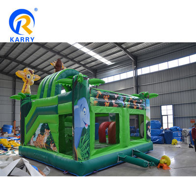 Impresión digital Jungle Adventure Casa de rebote inflable con deslizamiento y combo de castillo