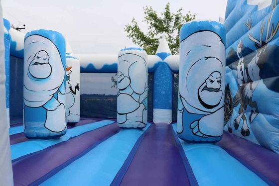 El castillo de salto de la diapositiva combo tema congelado personalizado inflables casa de rebote para la diversión de la fiesta