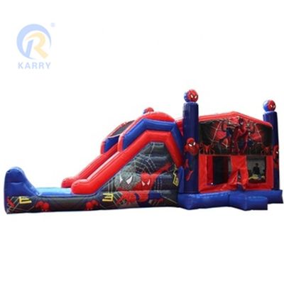Certificado CE portátil personalizado Spiderman inflables Combo Castillo tobogán para casa de rebote