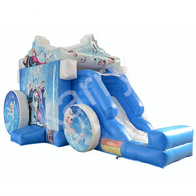 14 años arriba vagón congelado casa de salto inflable con diapositiva dibujos animados populares castillo de salto