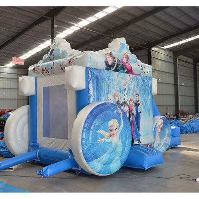 14 años arriba vagón congelado casa de salto inflable con diapositiva dibujos animados populares castillo de salto