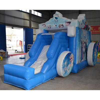 14 años arriba vagón congelado casa de salto inflable con diapositiva dibujos animados populares castillo de salto