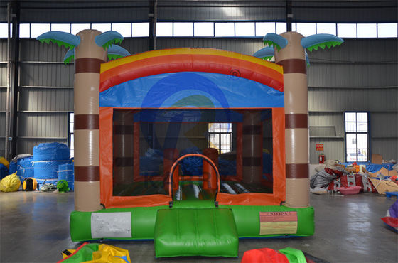 CE/EN71/EN14960 Castillo inflable con salto de palmeras tropicales certificado para uso comercial
