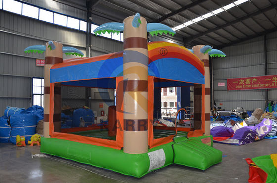 CE/EN71/EN14960 Castillo inflable con salto de palmeras tropicales certificado para uso comercial