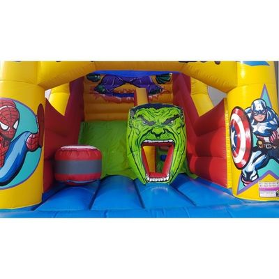 Tamaños opcionales 3D Monster Inflable Casa de rebote con deslizamiento seco Combinación de salpicador de aire