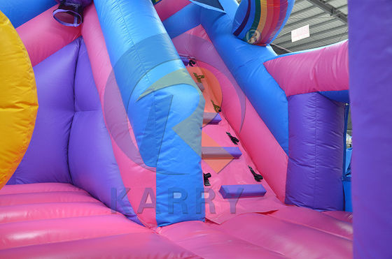 Arco iris doble unicornio trampolín de aire deslizamiento de castillo inflable combo H14ft para eventos de fiesta