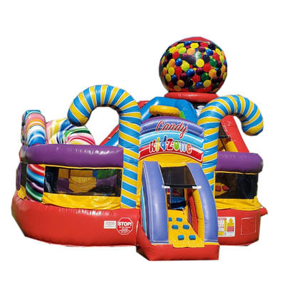 Blower incluido niños patio trasero comercial inflables caramelos salpicador casa con tobogán