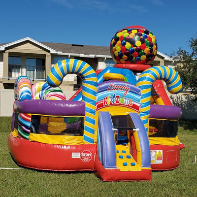Kidzone Comercial Inflatable Casa de Dulces Temática Castillo Moonwalk Bouncer para el hogar