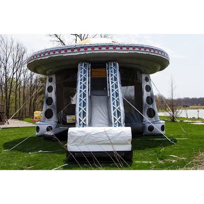 Nave Espacial Inflable Retrovisor Castillo Combo de diapositivas secas para niños Color personalizado