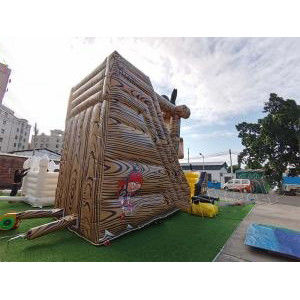 Deslizamiento combinado de trampolín inflable de color personalizado con castillo y tobogán de madera