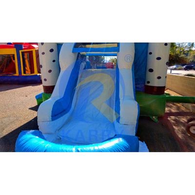 Arco iris comercial con puntos unicornio inflable castillo de salto combo tobogán aceptable OEM