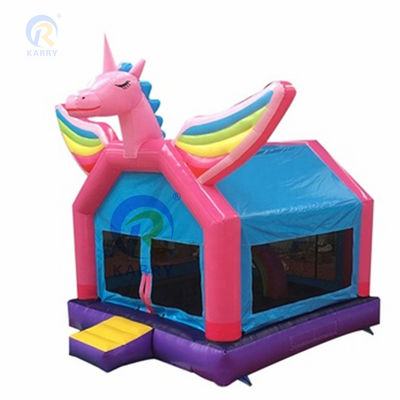 Arco iris comercial con puntos unicornio inflable castillo de salto combo tobogán aceptable OEM