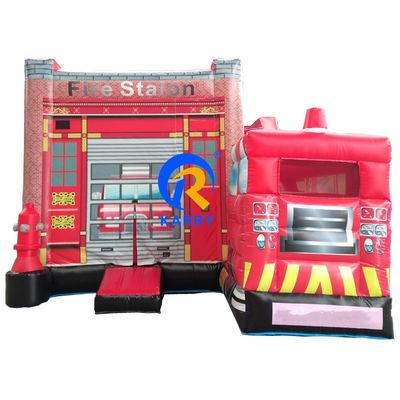Unisex inflables para niños de la estación de bomberos tema de la casa de los tiradores con salto de la diapositiva combo