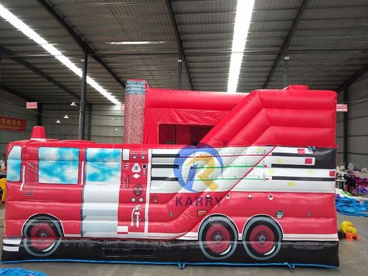 Estación de bomberos camión bomba de seguridad deslizador combinado para alquiler de fiestas rango de edad 14 años hasta