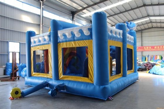 Parque de juegos al aire libre unisex 5*5m Casa de salto de delfín inflable comercial con tobogán