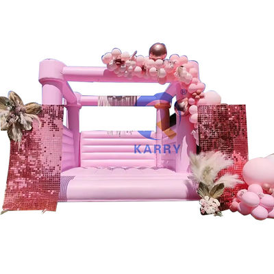 Fiesta de bodas Castillo de salto Trampolín inflable portátil y duradero rosa ligero