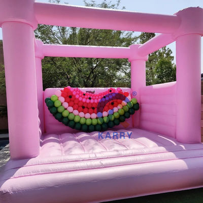 Fiesta de bodas Castillo de salto Trampolín inflable portátil y duradero rosa ligero