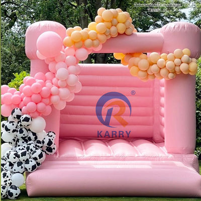 Fiesta de bodas Castillo de salto Trampolín inflable portátil y duradero rosa ligero