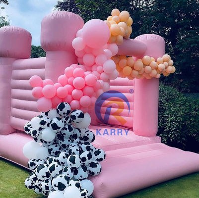 Fiesta de bodas Castillo de salto Trampolín inflable portátil y duradero rosa ligero