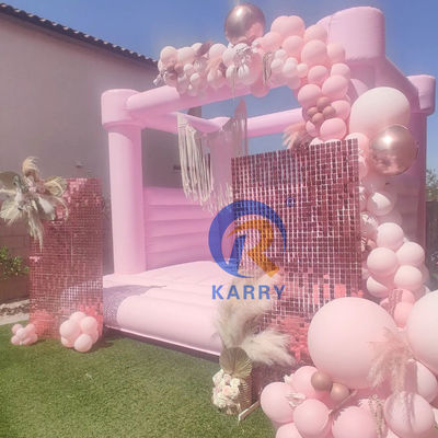 Portable rosa pastel castillo de salto para la fiesta comercial Moonwalk boda casa de salto