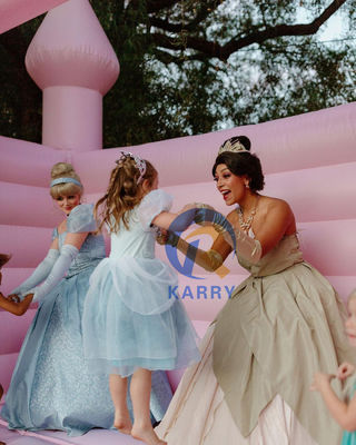 Unisex rosa claro castillo de salto inflable para la boda y la celebración de cumpleaños