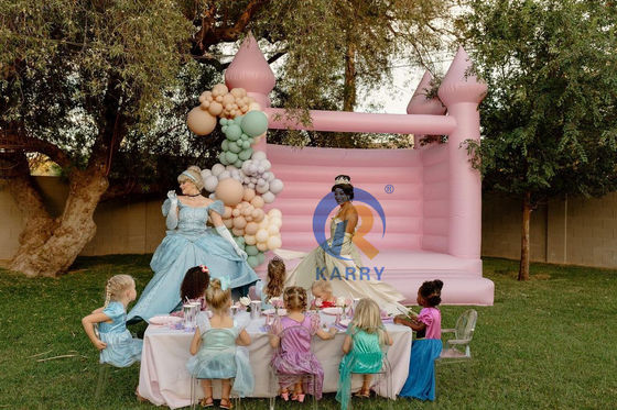 Unisex rosa claro castillo de salto inflable para la boda y la celebración de cumpleaños