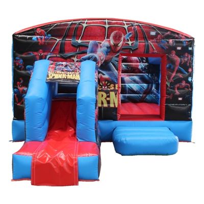 Entretenimiento al aire libre Hombre Araña Puñetazo Inflable Castillo Combinado tobogán y casa de salto
