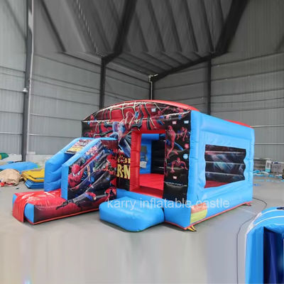 Entretenimiento al aire libre Hombre Araña Puñetazo Inflable Castillo Combinado tobogán y casa de salto