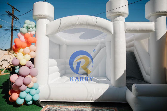 Fiesta de bodas Castillo de Salto Blanco Inflable personalizado con deslizamiento y combo de salpicador