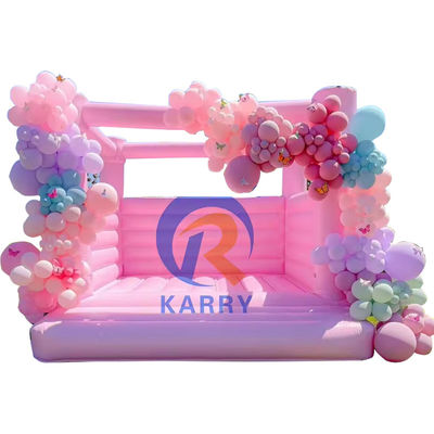 Fiesta de bodas y cumpleaños de chicas Inflable Pink Jumping Castle con soplador incluido