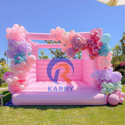 Fiesta de bodas y cumpleaños de chicas Inflable Pink Jumping Castle con soplador incluido