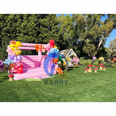 Fiesta de bodas y cumpleaños de chicas Inflable Pink Jumping Castle con soplador incluido