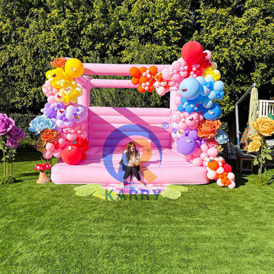 Fiesta de bodas y cumpleaños de chicas Inflable Pink Jumping Castle con soplador incluido