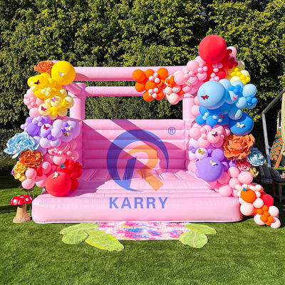 Fiesta de bodas y cumpleaños de chicas Inflable Pink Jumping Castle con soplador incluido