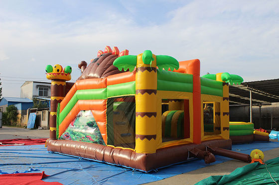Parque de diversiones para niños Dinosaurios Castillo de salto con diapositivas Conjunto inflables Dino Park