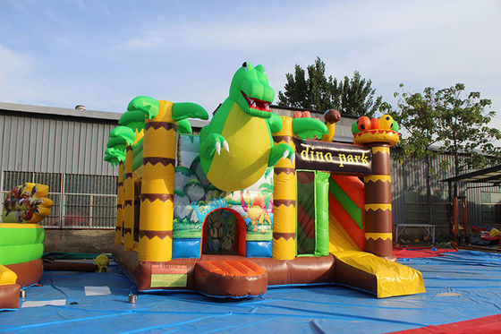 Parque de diversiones para niños Dinosaurios Castillo de salto con diapositivas Conjunto inflables Dino Park