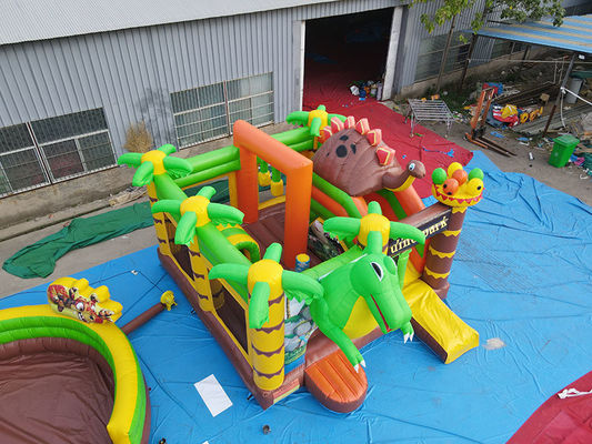 Parque de diversiones para niños Dinosaurios Castillo de salto con diapositivas Conjunto inflables Dino Park