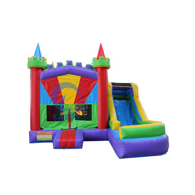 Salto de excursión combinado Moonwalk PVC Salto inflable con tobogán de agua